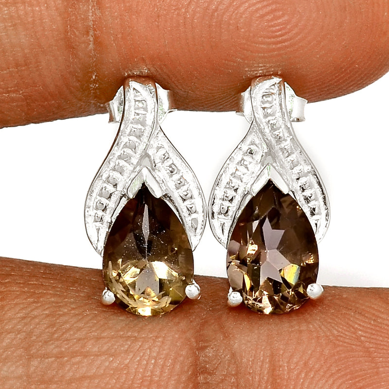 7*10 MM Pear - Smokey Quartz Silver Earrings - ER2119SQ Catalogue