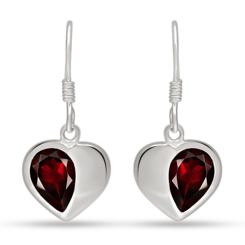 6*9 MM Pear - Garnet Faceted Silver Earrings - ER2120G Catalogue