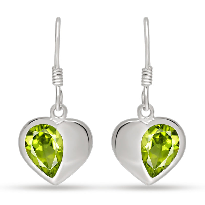 6*9 MM Pear - Peridot Faceted Silver Earrings - ER2120P Catalogue