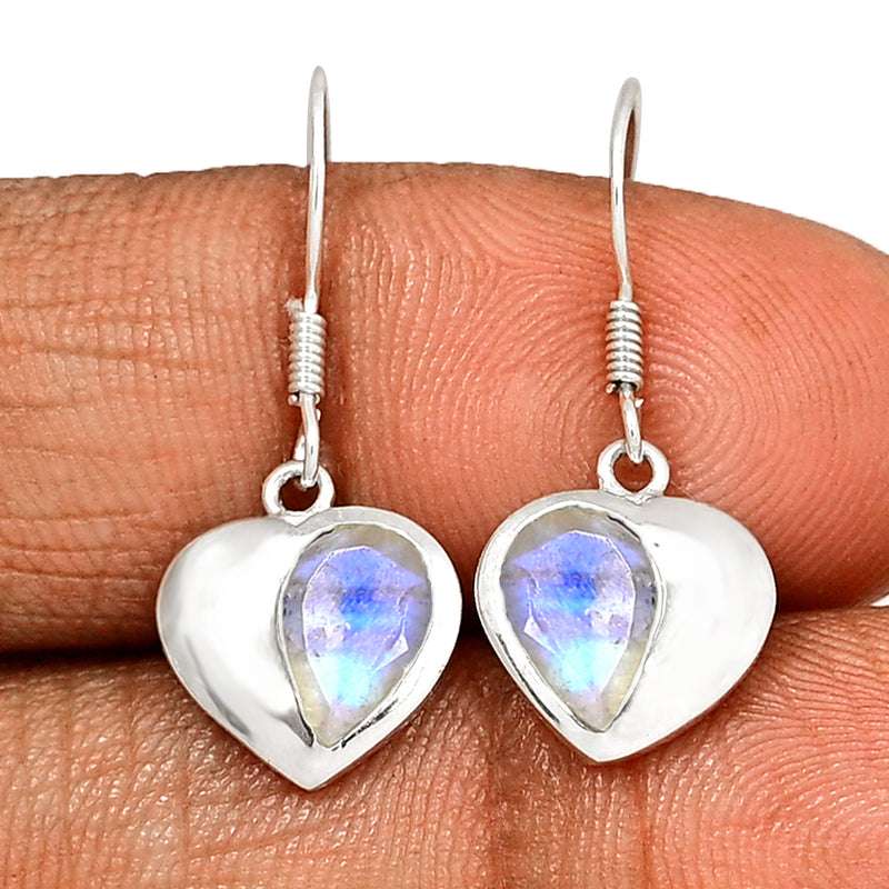6*9 MM Pear - Rainbow Moonstone Faceted Silver Earrings - ER2120RM Catalogue