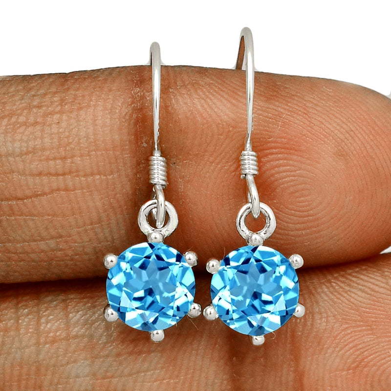 8*8 MM Round - Blue Topaz Silver Earrings - ER2122BT Catalogue
