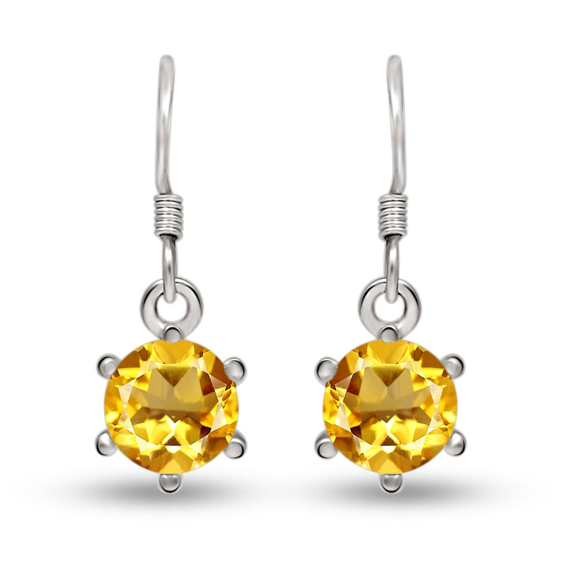 8*8 MM Round - Citrine Silver Earrings - ER2122C Catalogue