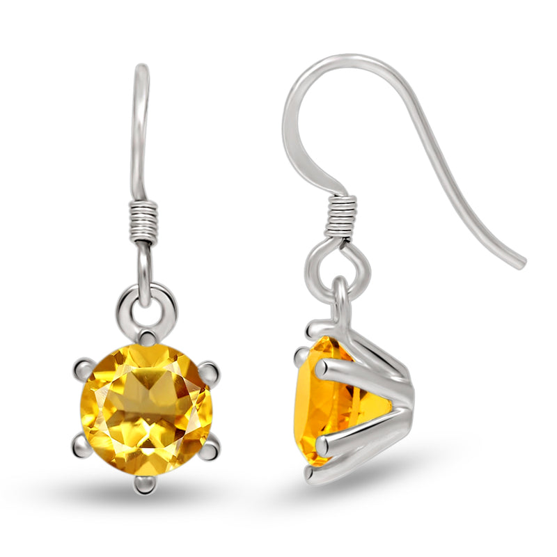 8*8 MM Round - Citrine Silver Earrings - ER2122C Catalogue