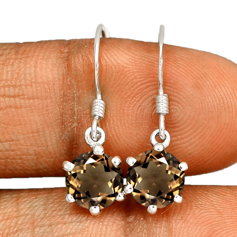 8*8 MM Round - Smokey Quartz Silver Earrings - ER2122SQ Catalogue