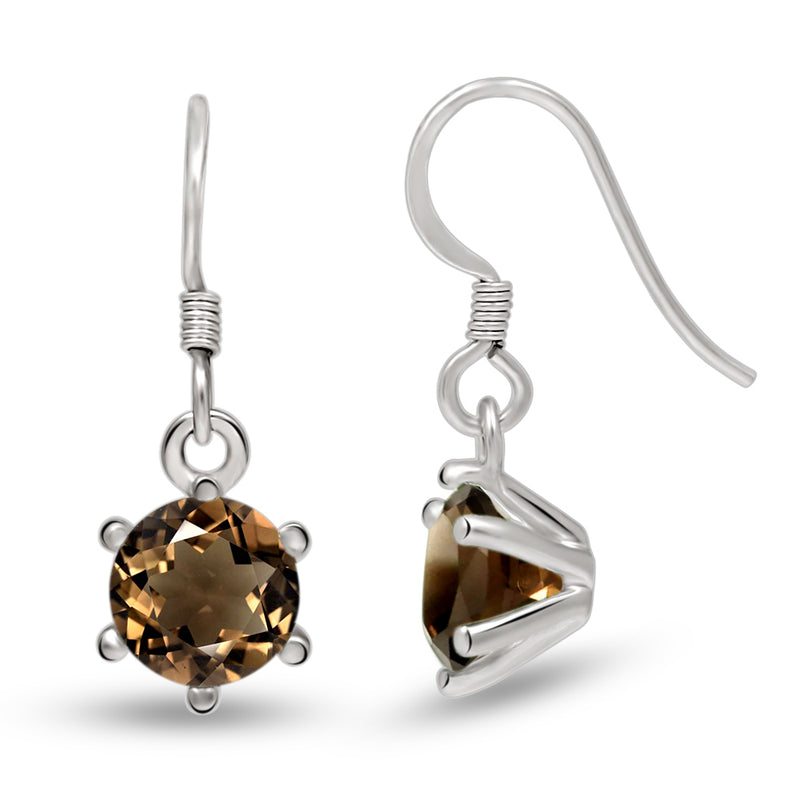 8*8 MM Round - Smokey Quartz Silver Earrings - ER2122SQ Catalogue