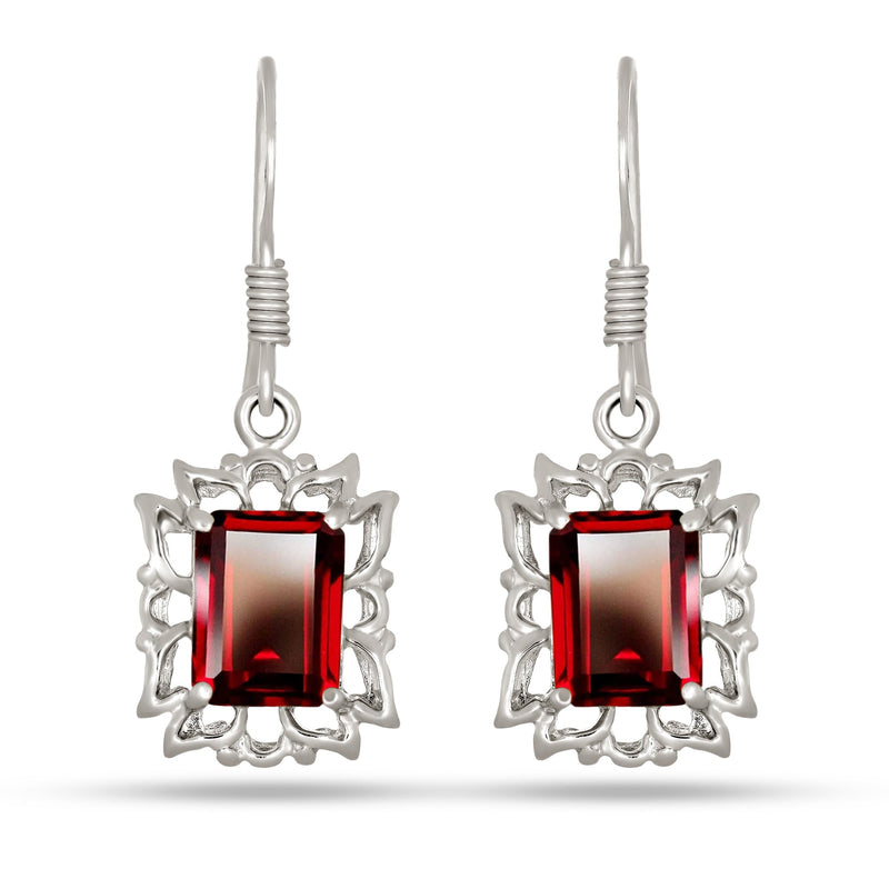 7*9 MM Octo - Garnet Faceted Earrings - ER2124G