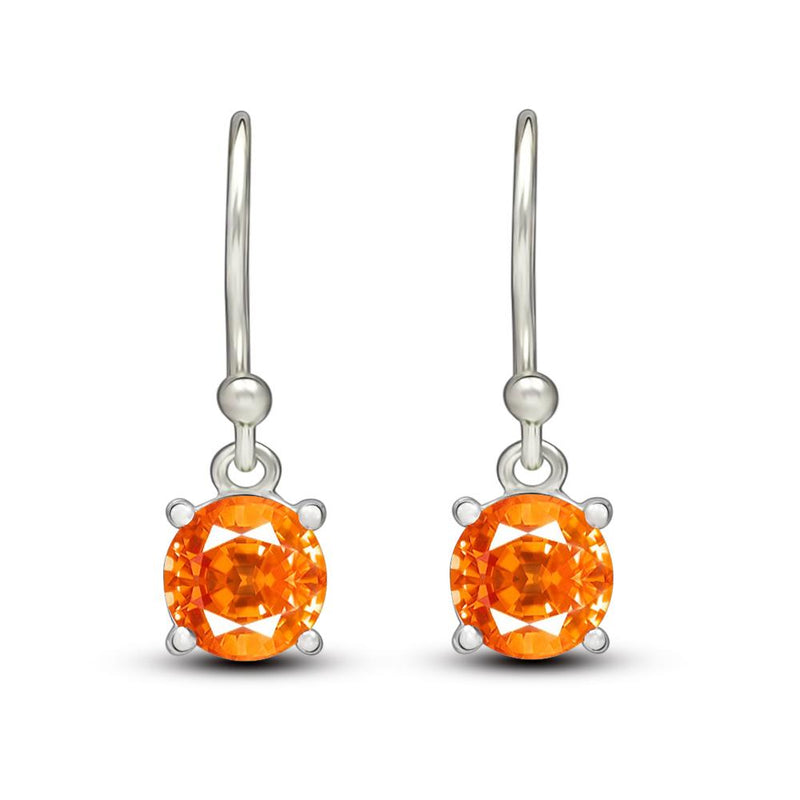 5*5 MM Round - Mandarin Garnet Faceted Silver Earrings - ESBC401-OGF Catalogue