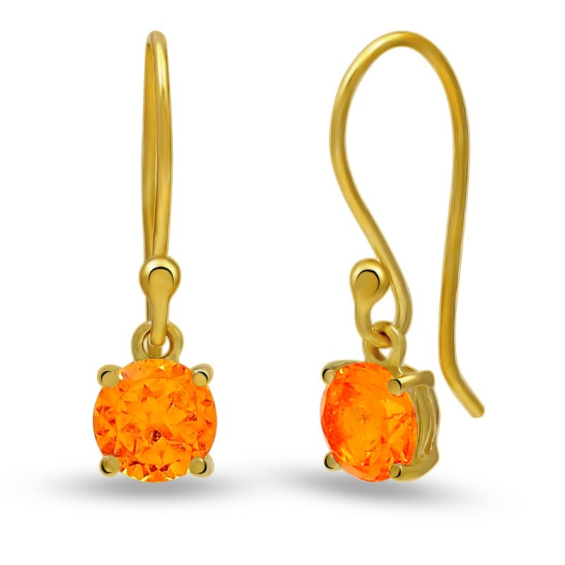 5*5 MM Round - 18k Gold Vermeil - Mandarin Garnet Faceted Earrings - ESBC401G-OGF Catalogue