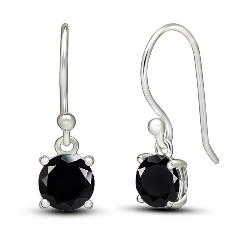 6*6 MM Round - Black Onyx Faceted Silver Earrings - ESBC403-BOF Catalogue