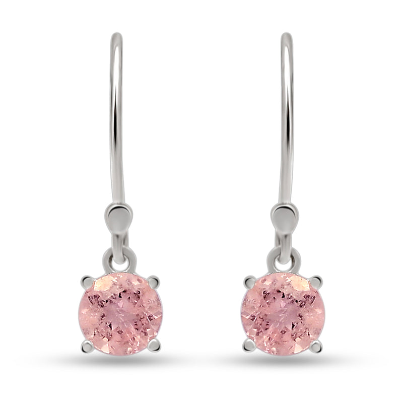 6*6 MM Round - Morganite Faceted Silver Earrings - ESBC403-MGF Catalogue