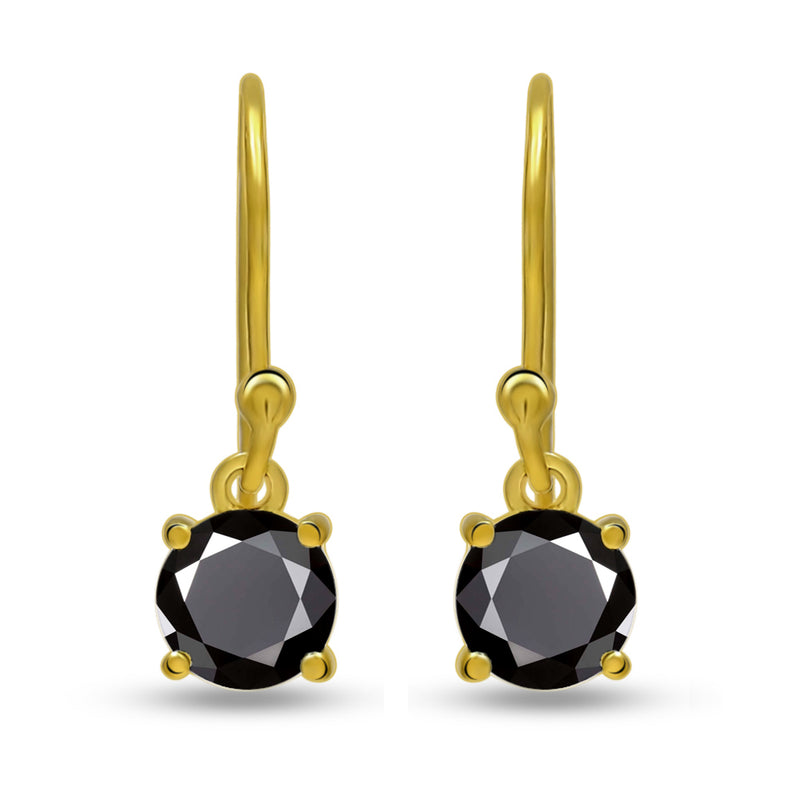 6*6 MM Round - 18k Gold Vermeil - Black Spinel Faceted Earrings - ESBC403G-BS Catalogue