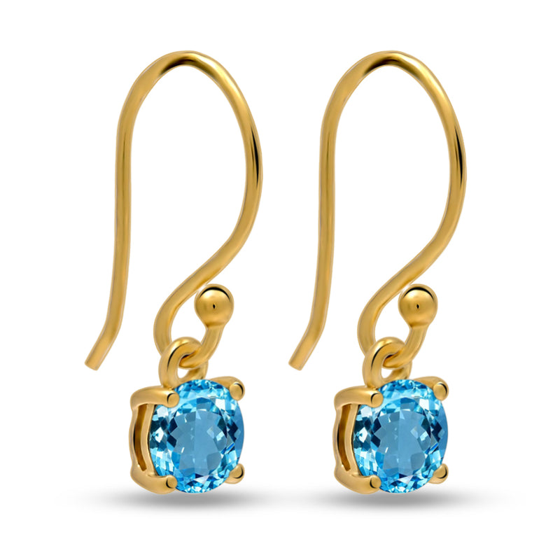 6*6 MM Round - 18k Gold Vermeil - Blue Topaz Earrings - ESBC403G-BT Catalogue