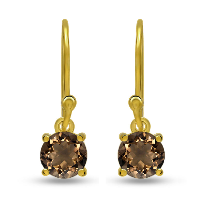 6*6 MM Round - 18k Gold Vermeil - Smokey Quartz Earrings - ESBC403G-SQ Catalogue