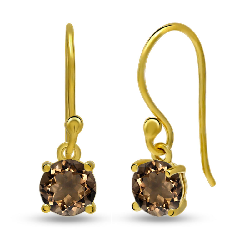 6*6 MM Round - 18k Gold Vermeil - Smokey Quartz Earrings - ESBC403G-SQ Catalogue