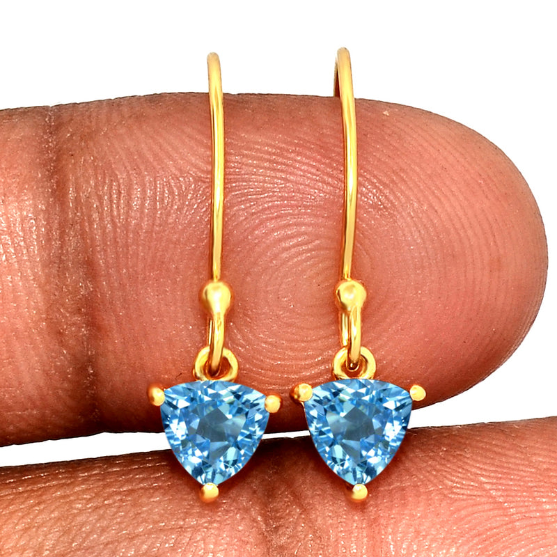 6*6 MM Trillion - 18k Gold Vermeil - Blue Topaz Earrings - ESBC404G-BT Catalogue