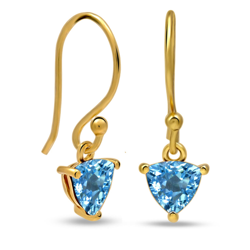 6*6 MM Trillion - 18k Gold Vermeil - Blue Topaz Earrings - ESBC404G-BT Catalogue