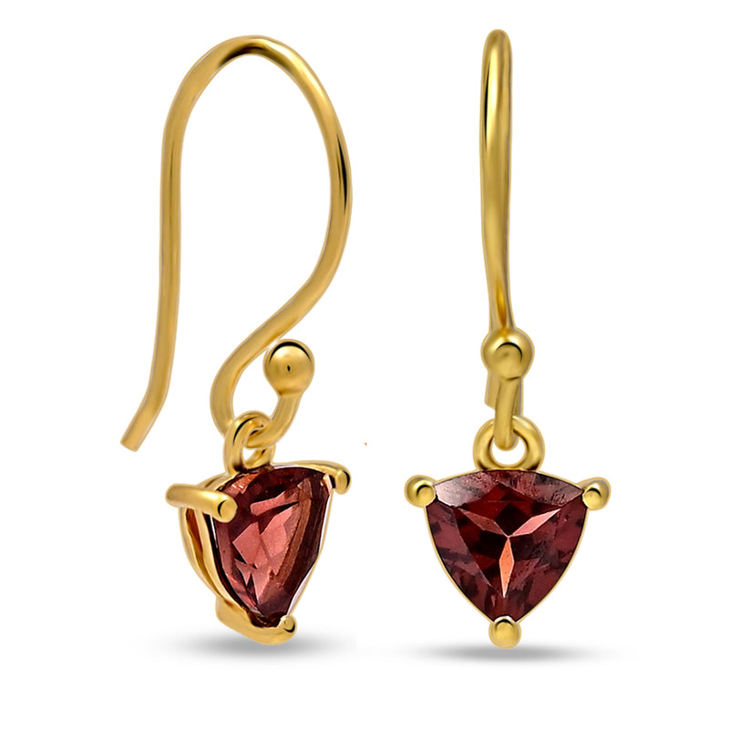 6*6 MM Trillion - 18k Gold Vermeil - Garnet Faceted Earrings - ESBC404G-GRF Catalogue