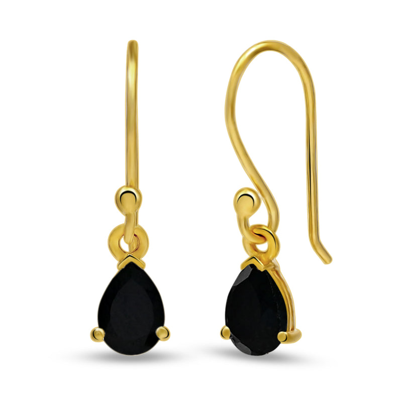 9*6 MM Pear -18k Gold Vermeil - Black Onyx Faceted Earrings - ESBC405G-BOF Catalogue