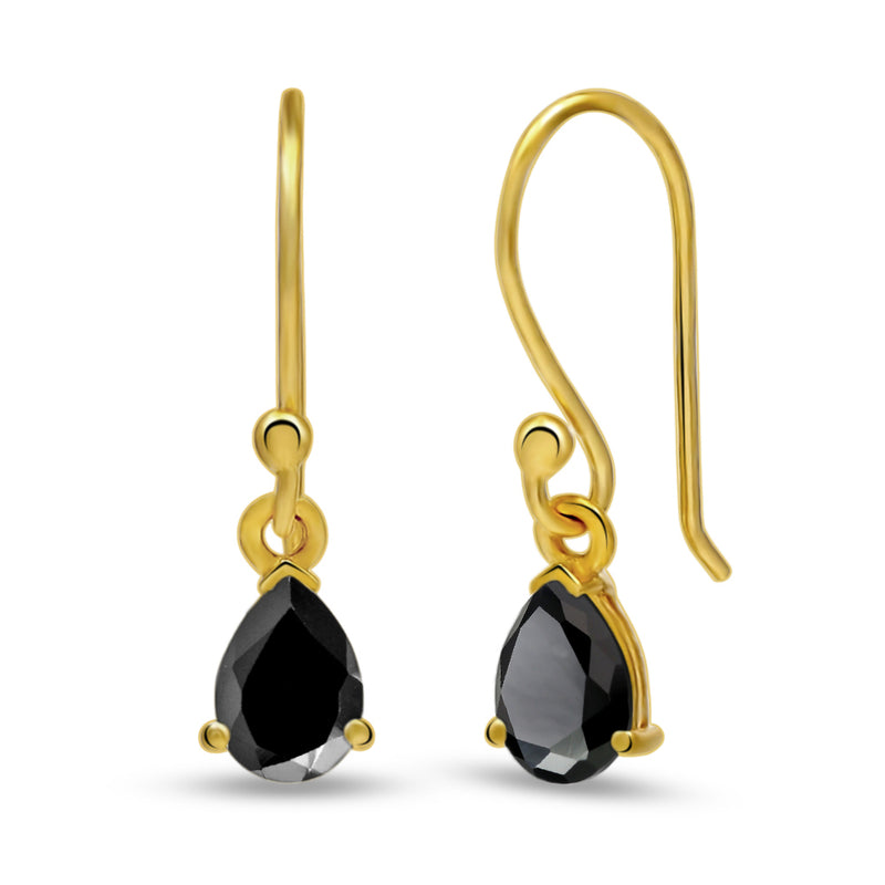 9*6 MM Pear - 18k Gold Vermeil - Black Spinel Faceted Earrings - ESBC405G-BS Catalogue