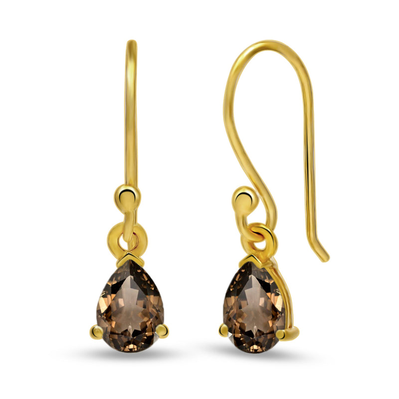 9*6 MM Pear - 18k Gold Vermeil - Smokey Quartz Earrings - ESBC405G-SQ Catalogue
