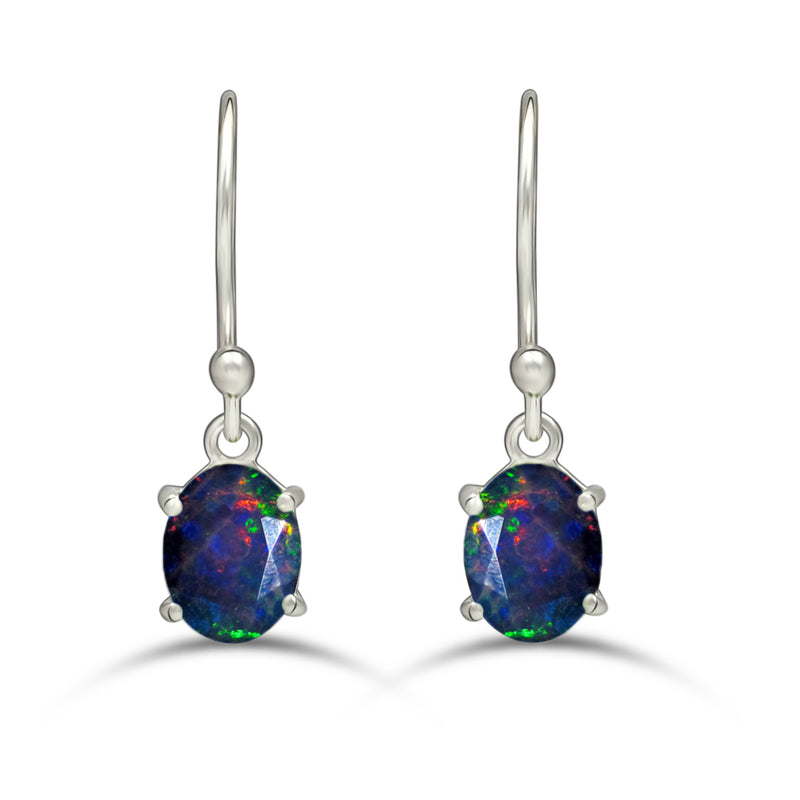 7*5 MM Oval - Chalama Black Opal Faceted Earrings - ESBC406-CBF Catalogue