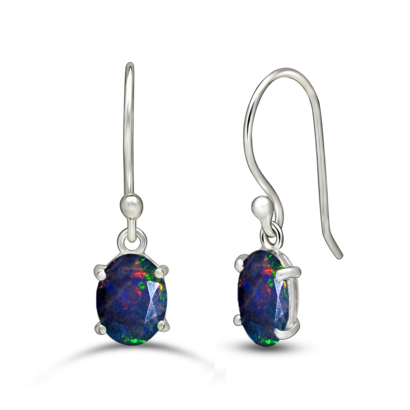 7*5 MM Oval - Chalama Black Opal Faceted Earrings - ESBC406-CBF Catalogue