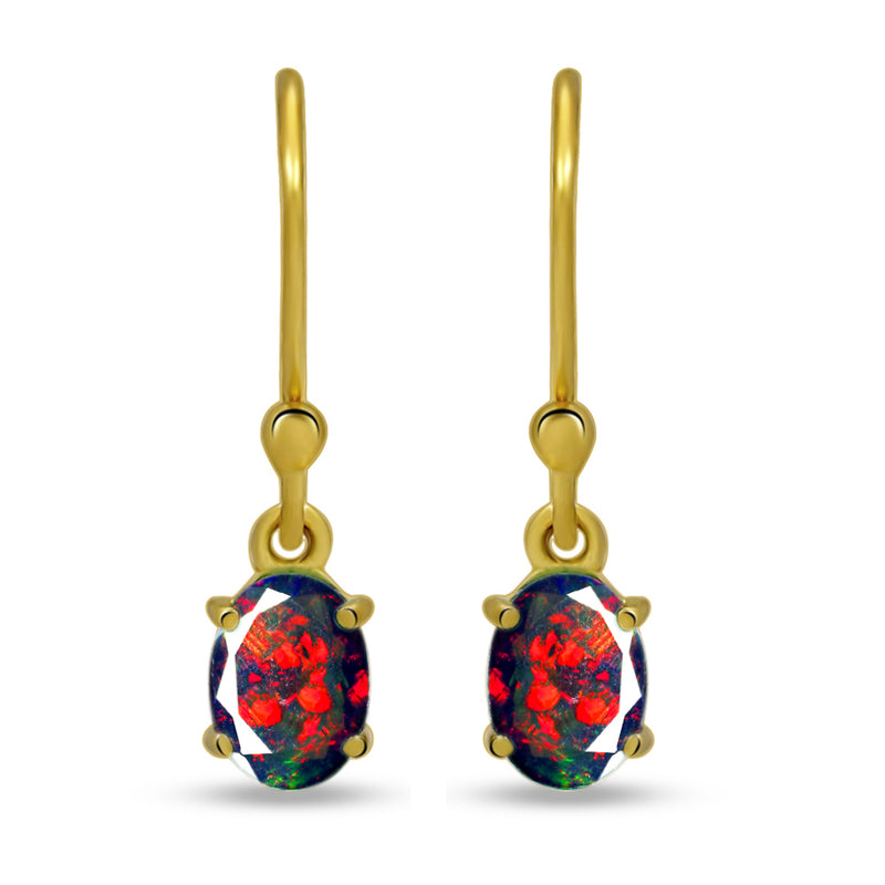 7*5 MM Oval - 18k Gold Vermeil - Chalama Black Opal Faceted Earrings - ESBC406G-CBF Catalogue