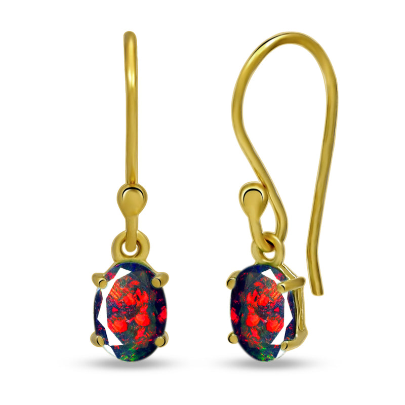 7*5 MM Oval - 18k Gold Vermeil - Chalama Black Opal Faceted Earrings - ESBC406G-CBF Catalogue