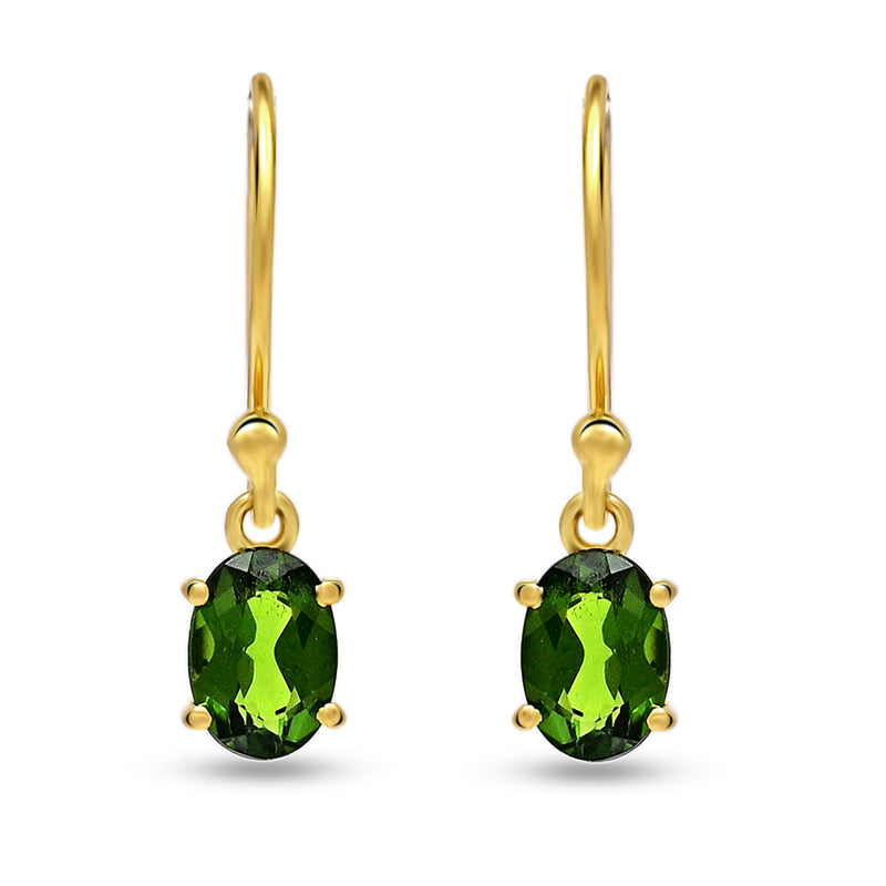 7*5 MM Oval - 18k Gold Vermeil - Chrome Diopside Faceted Earrings - ESBC406G-CDF Catalogue