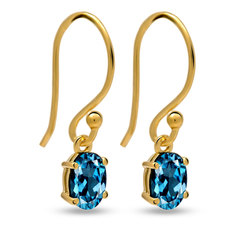7*5 MM Oval - 18k Gold Vermeil - London Blue Topaz Earrings - ESBC406G-LBT Catalogue
