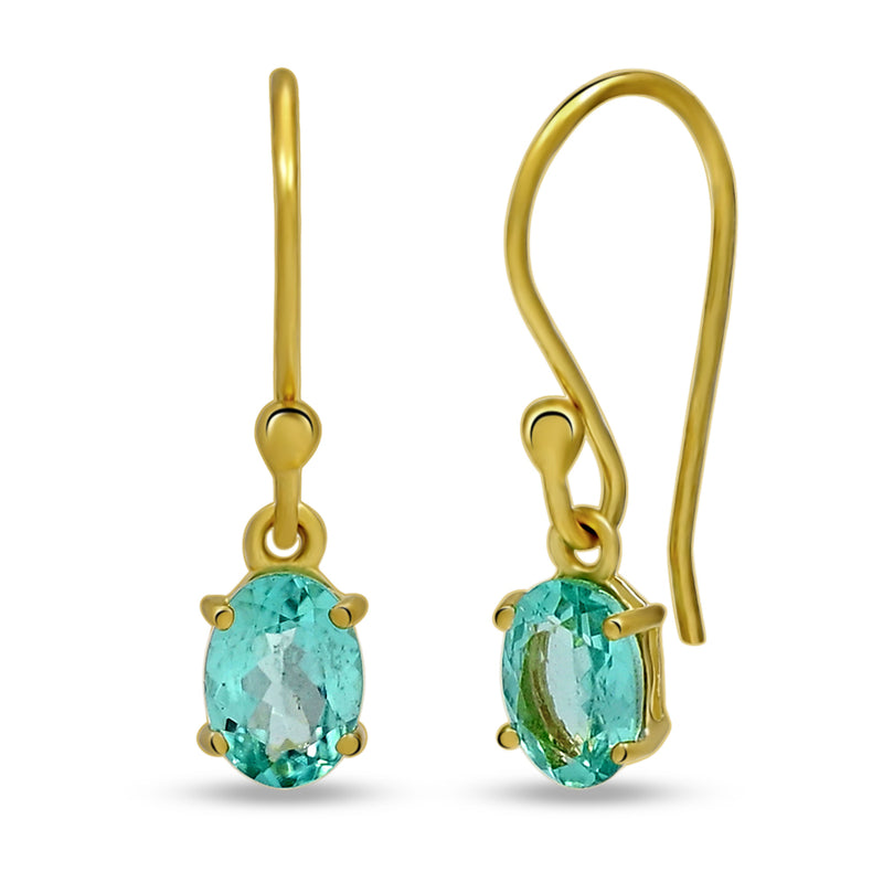 7*5 MM Oval - 18k Gold Vermeil - Neon Blue Apatite Faceted Earrings - ESBC406G-NBF Catalogue