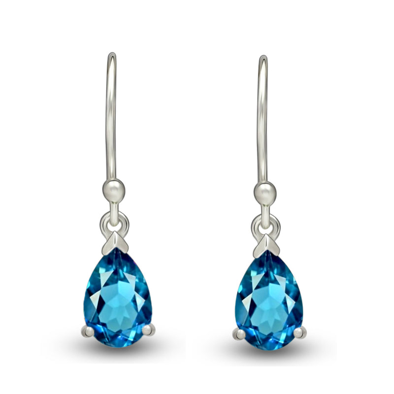 7*5 MM Pear - London Blue Topaz - Faceted Jewelry Earrings - ESBC411-LBT Catalogue