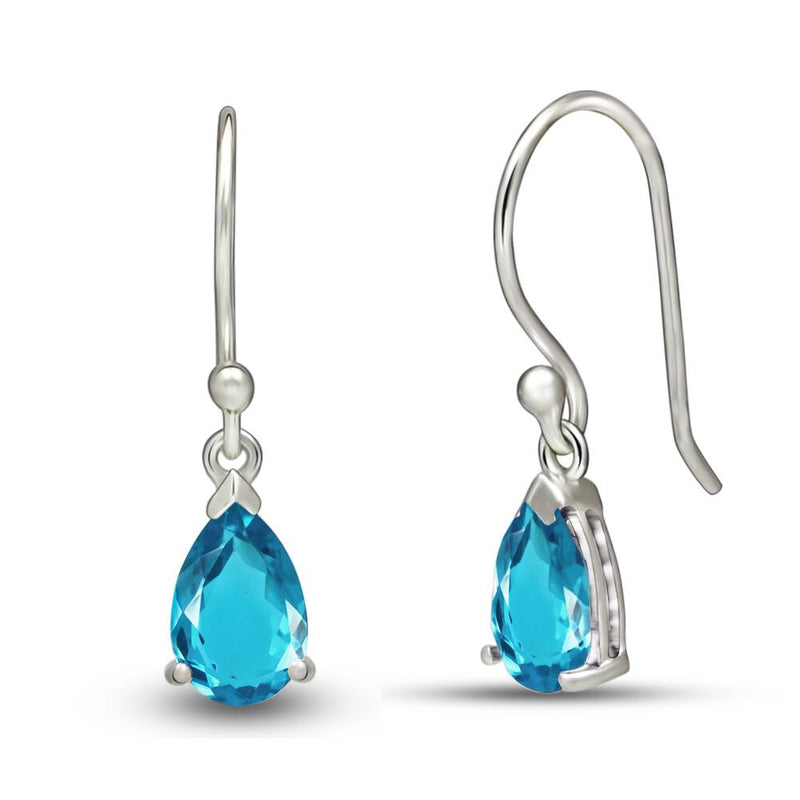 7*5 MM Pear - Neon Blue Apatite Faceted Silver Earrings - ESBC411-NBF Catalogue