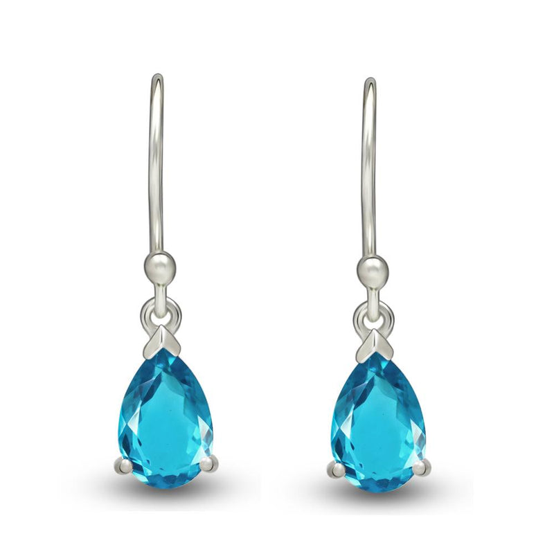 7*5 MM Pear - Neon Blue Apatite Faceted Silver Earrings - ESBC411-NBF Catalogue