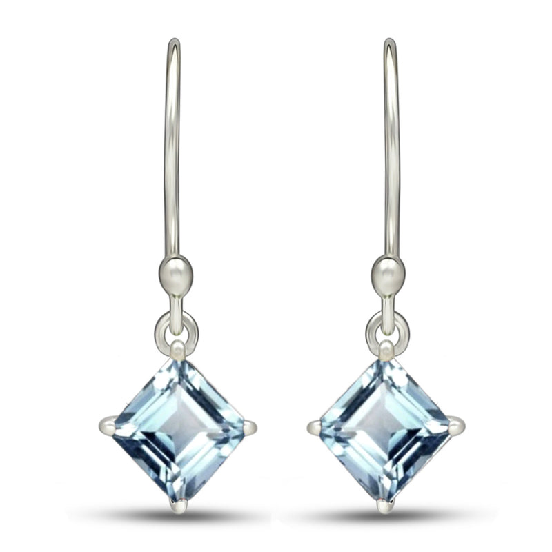 5*5 MM Square - Aquamarine Faceted Earrings - ESBC413-AQF Catalogue