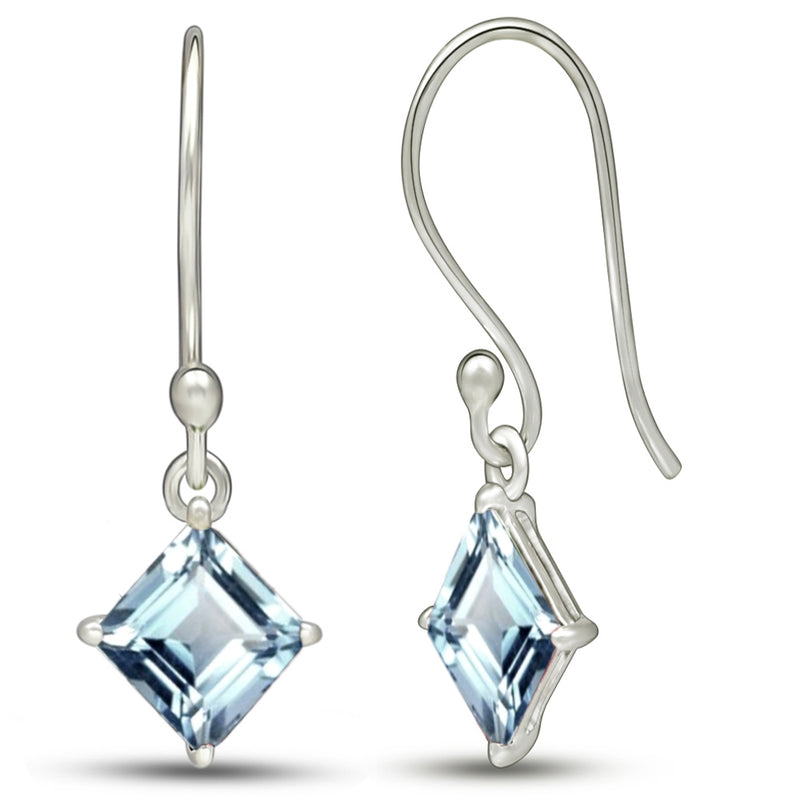 5*5 MM Square - Aquamarine Faceted Earrings - ESBC413-AQF Catalogue