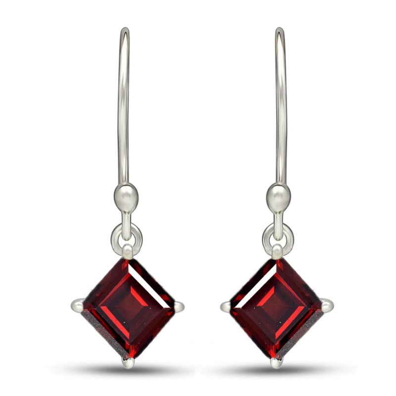 5*5 MM Square - Garnet Faceted Earrings - ESBC413-GRF Catalogue