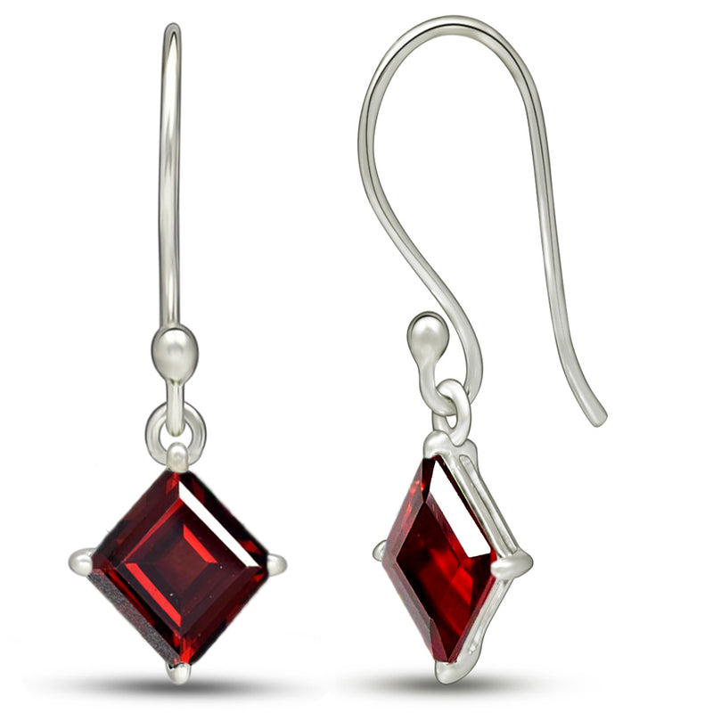 5*5 MM Square - Garnet Faceted Earrings - ESBC413-GRF Catalogue