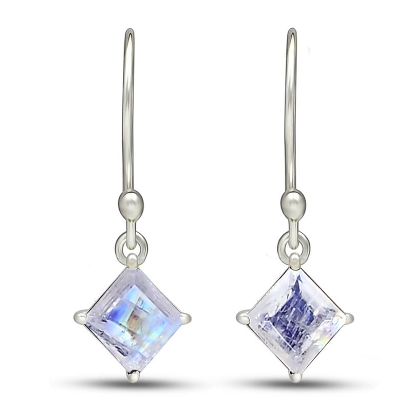 5*5 MM Square - Rainbow Moonstone Faceted Earrings - ESBC413-RMF Catalogue