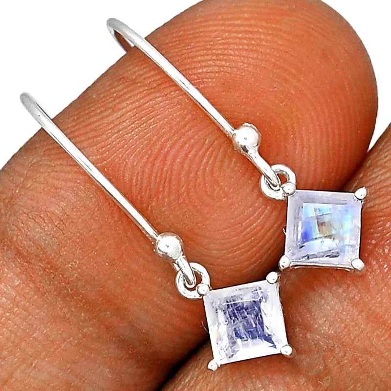 5*5 MM Square - Rainbow Moonstone Faceted Earrings - ESBC413-RMF Catalogue