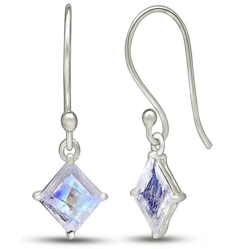 5*5 MM Square - Rainbow Moonstone Faceted Earrings - ESBC413-RMF Catalogue