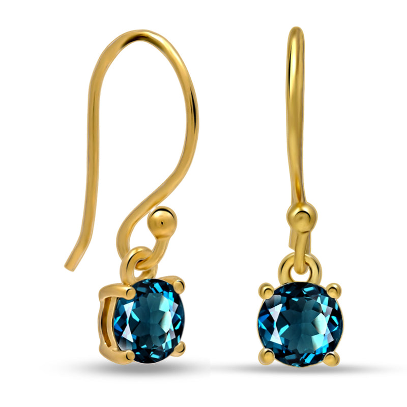5*5 MM Round - 18k Gold Vermeil - London Blue Topaz Earrings - ESBC401G-LBT Catalogue