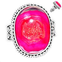 Fleence Pink Aura Druzy Ring - FPDR73