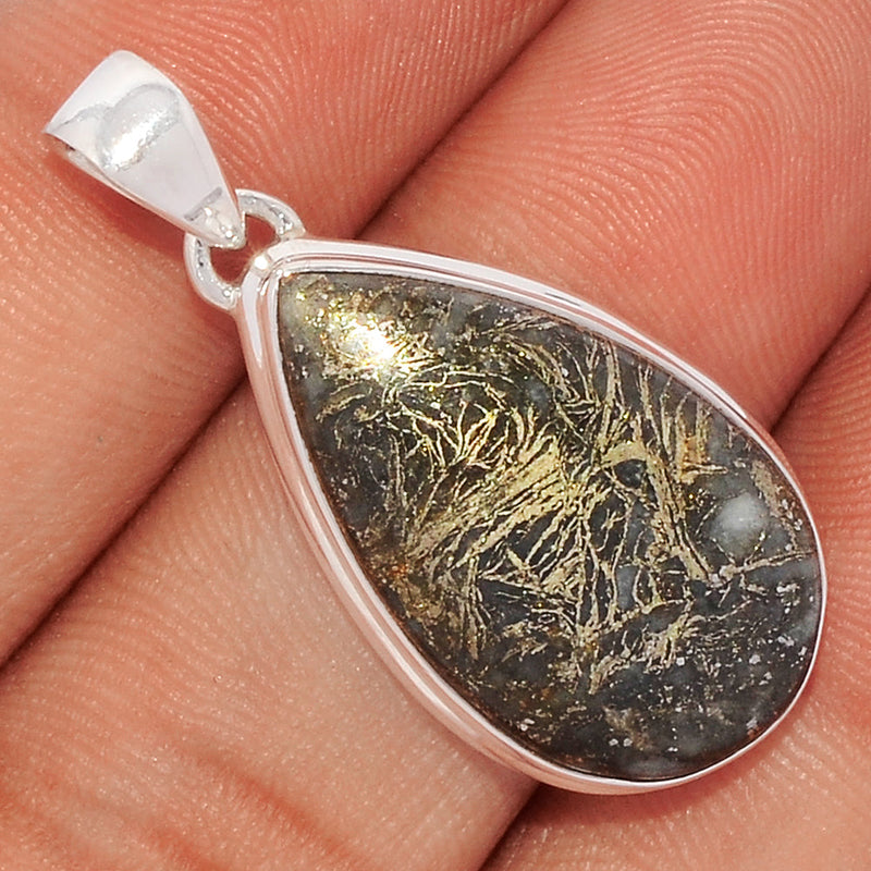 1.3" Feather Pyrite Pendants - FPTP100