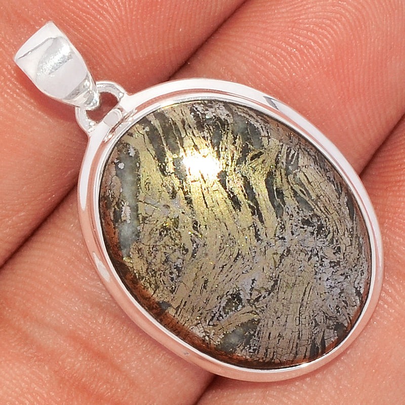 1.5" Feather Pyrite Pendants - FPTP104