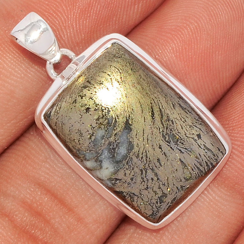 1.3" Feather Pyrite Pendants - FPTP106