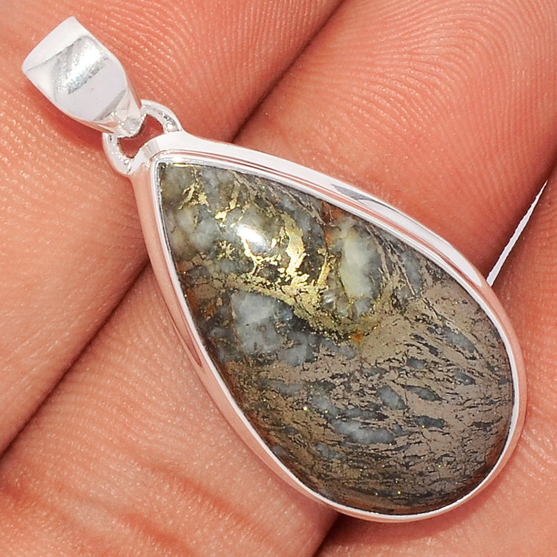 1.5" Feather Pyrite Pendants - FPTP108