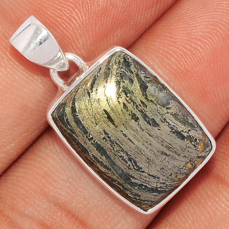 1.2" Feather Pyrite Pendants - FPTP112