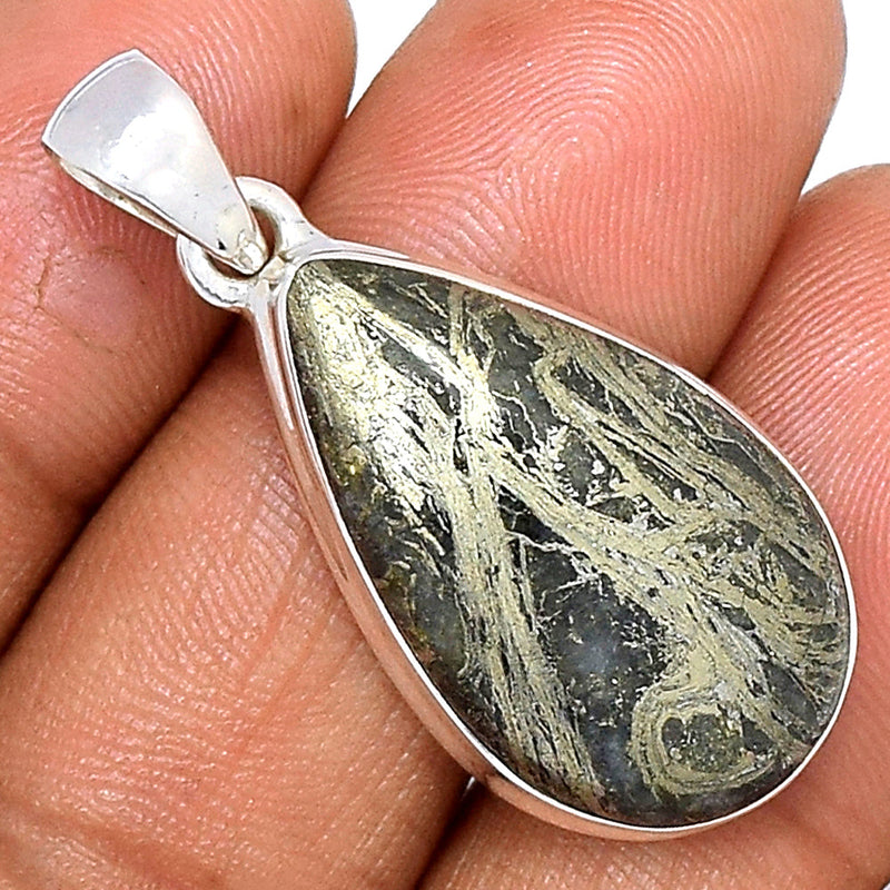 1.5" Feather Pyrite Pendants - FPTP118