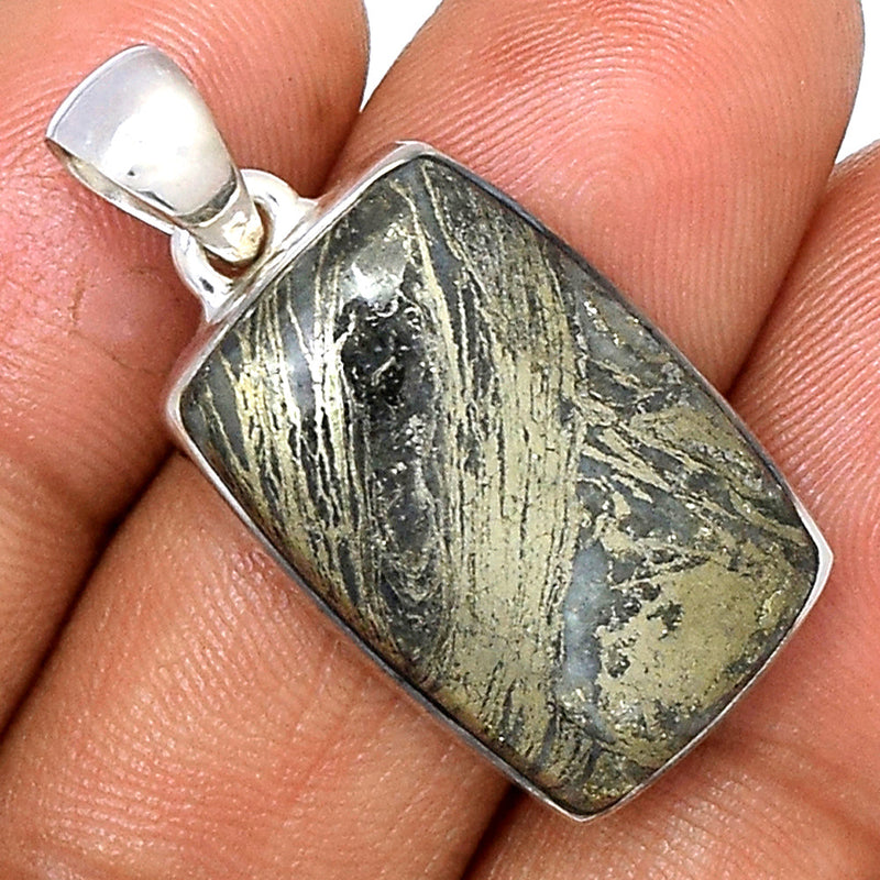 1.2" Feather Pyrite Pendants - FPTP122